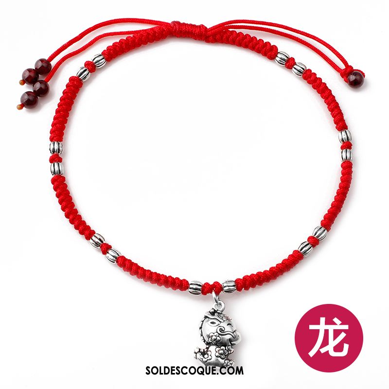 Bracelet De Cheville Femme Rouge Argenté Homme Personnalité Soldes