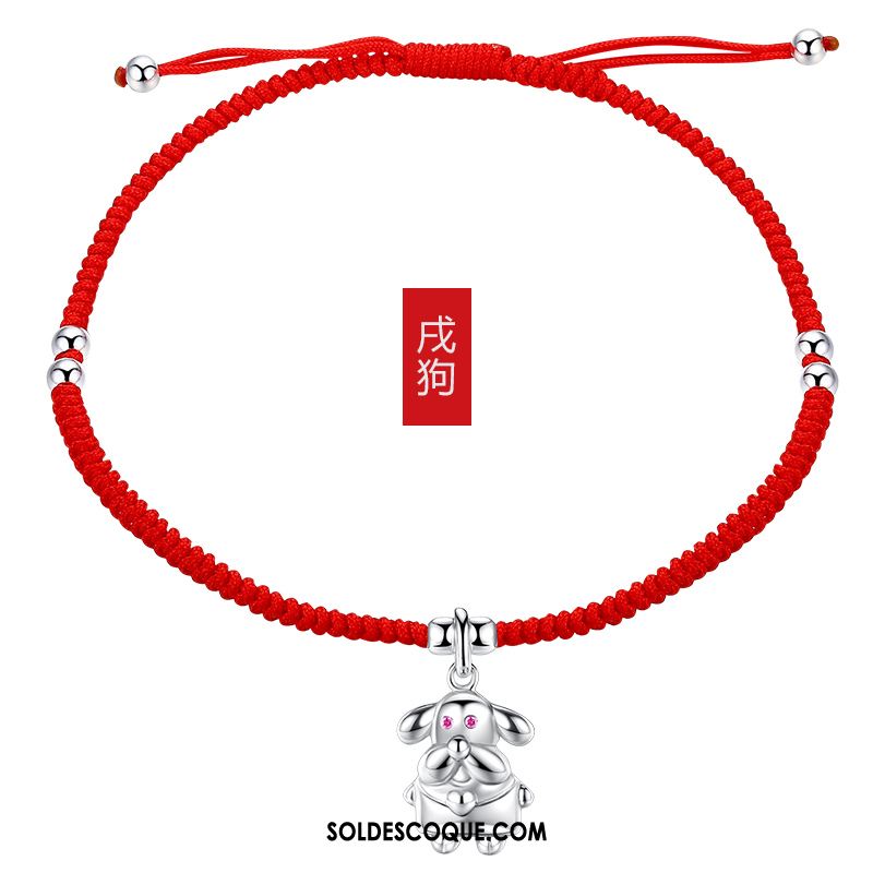 Bracelet De Cheville Femme Rouge Pure Simple Argenté Manuel Pas Cher