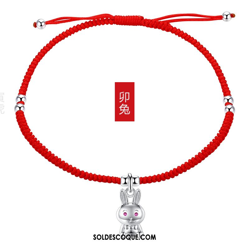 Bracelet De Cheville Femme Rouge Pure Simple Argenté Manuel Pas Cher