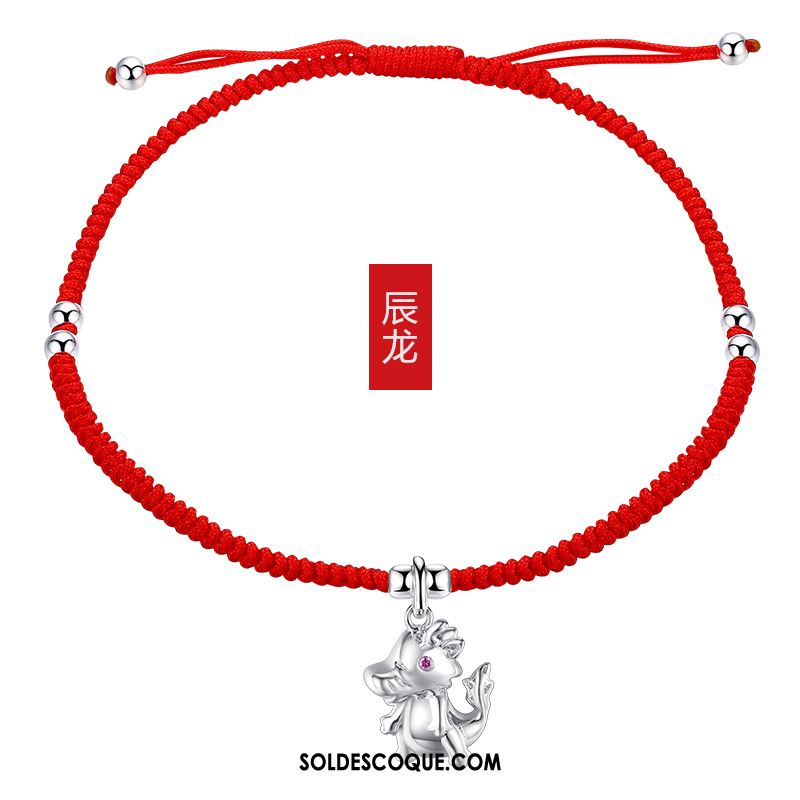 Bracelet De Cheville Femme Rouge Pure Simple Argenté Manuel Pas Cher