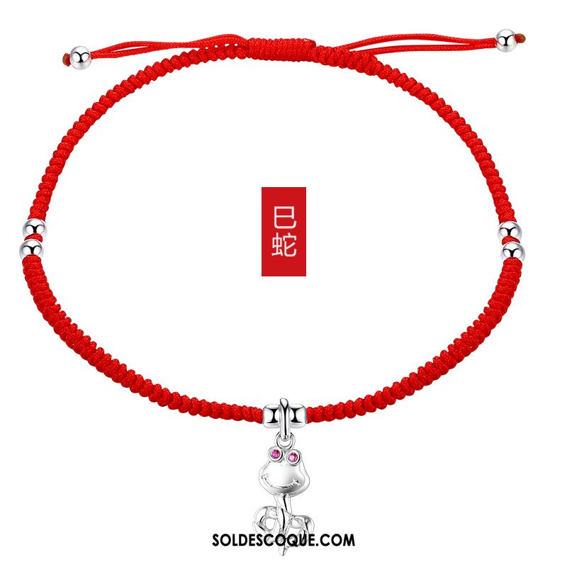 Bracelet De Cheville Femme Rouge Pure Simple Argenté Manuel Pas Cher