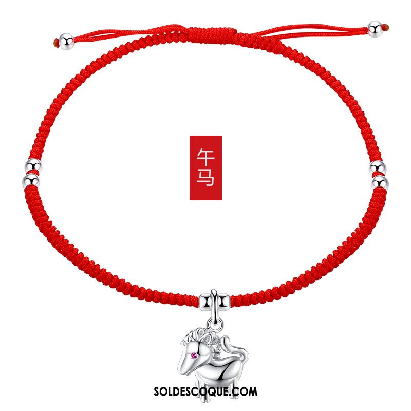 Bracelet De Cheville Femme Rouge Pure Simple Argenté Manuel Pas Cher