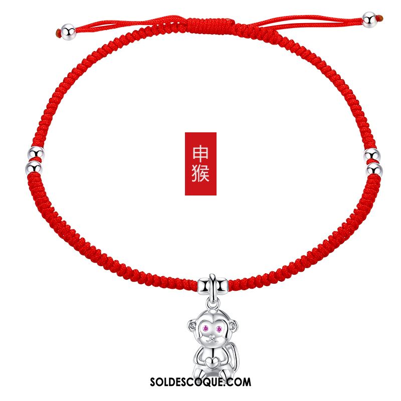 Bracelet De Cheville Femme Rouge Pure Simple Argenté Manuel Pas Cher