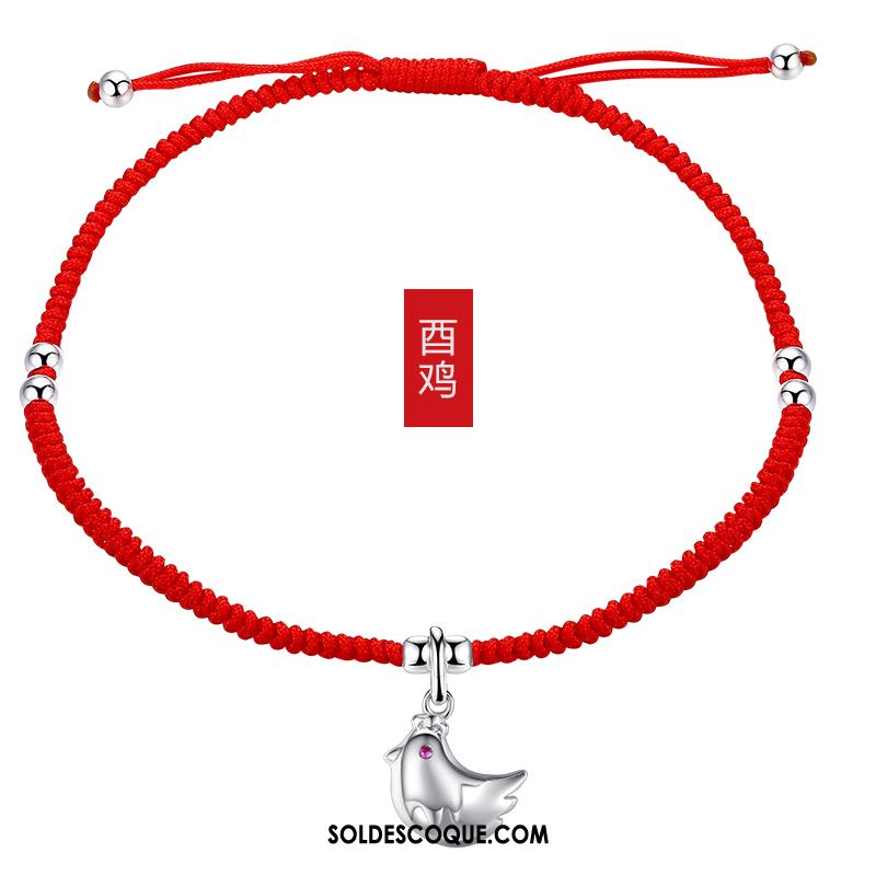 Bracelet De Cheville Femme Rouge Pure Simple Argenté Manuel Pas Cher