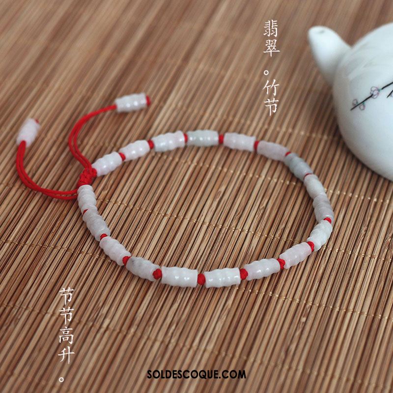 Bracelet De Cheville Femme Rétro Blanc Folk-custom Rouge Manuel France