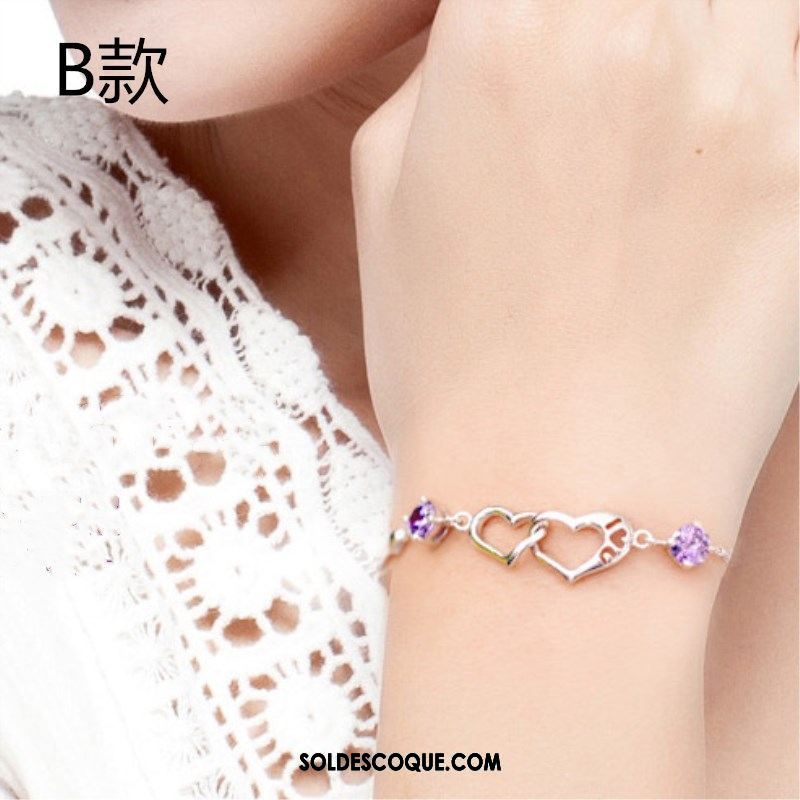 Bracelets Femme Argenté En Forme De Coeur Simple Cœur Bracelet Soldes