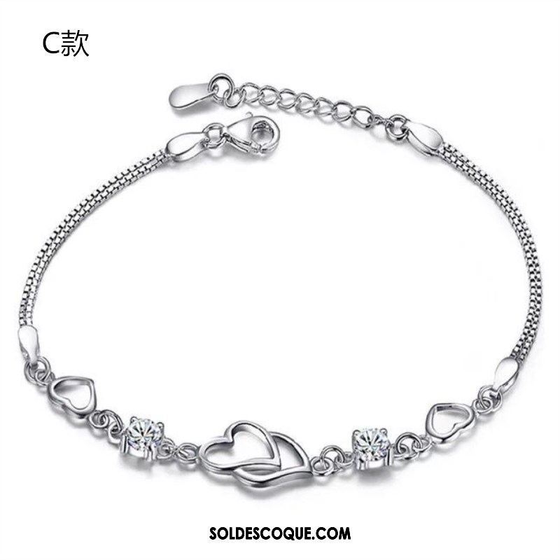 Bracelets Femme Argenté En Forme De Coeur Simple Cœur Bracelet Soldes