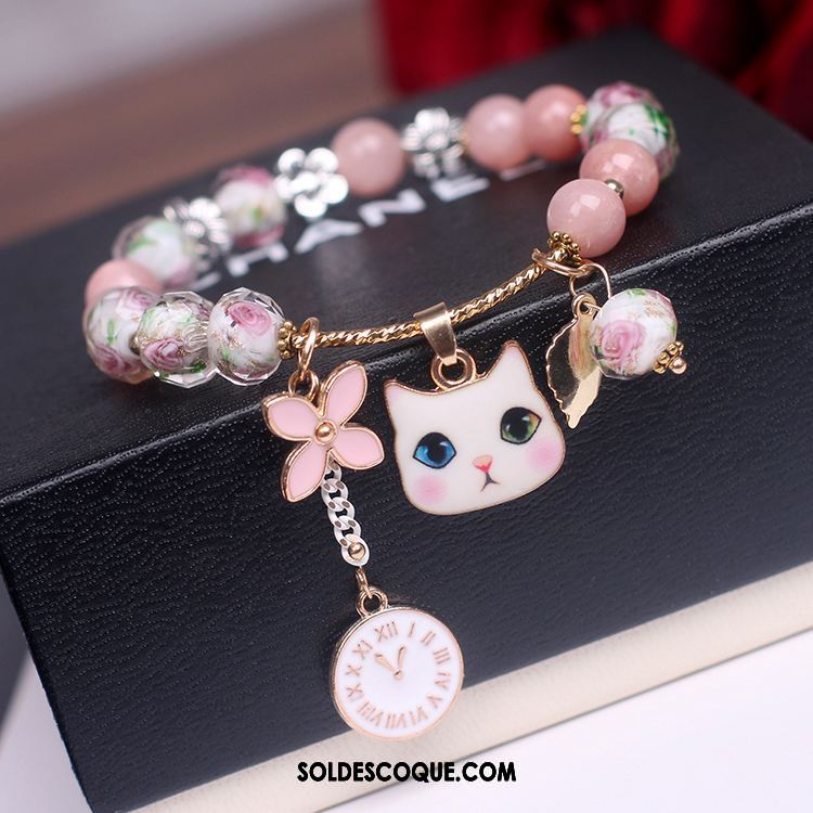 Bracelets Femme Chat Petit Bracelet Rose Accessoires Soldes