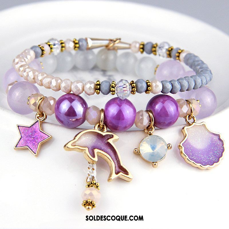 Bracelets Femme Multicouche Violet Accessoires Mode All-match En Vente