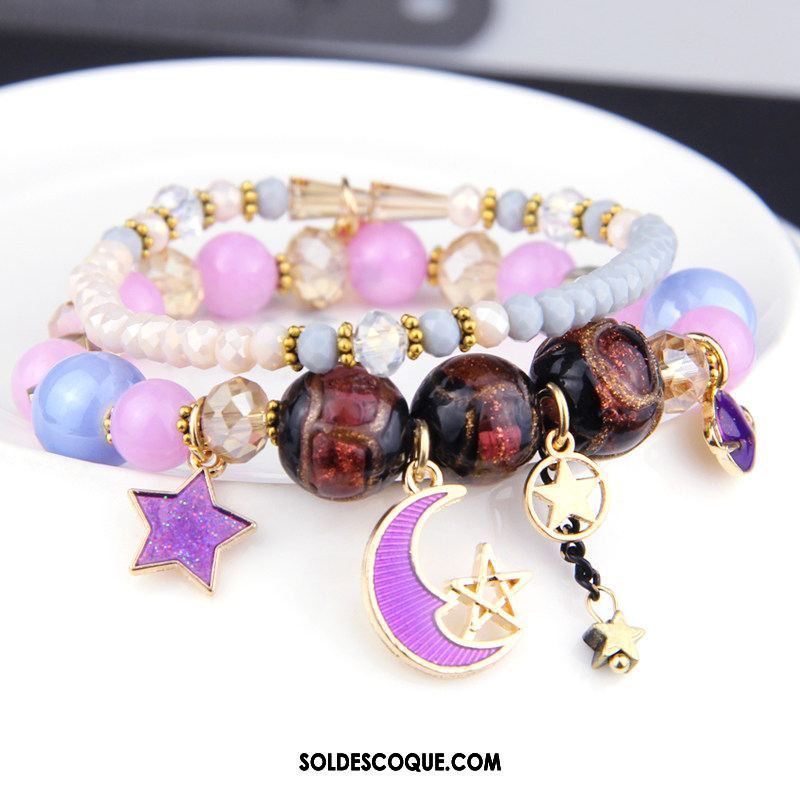 Bracelets Femme Multicouche Violet Accessoires Mode All-match En Vente