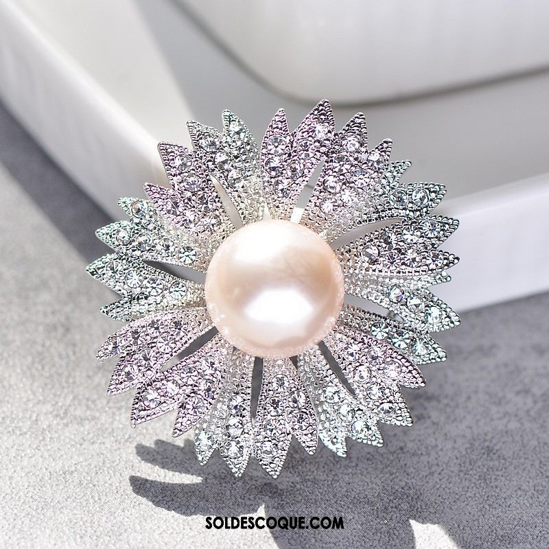 Broche Femme Blanc Élégant Rond Mode Perle Pas Cher