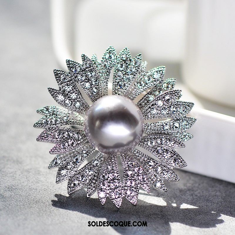 Broche Femme Blanc Élégant Rond Mode Perle Pas Cher