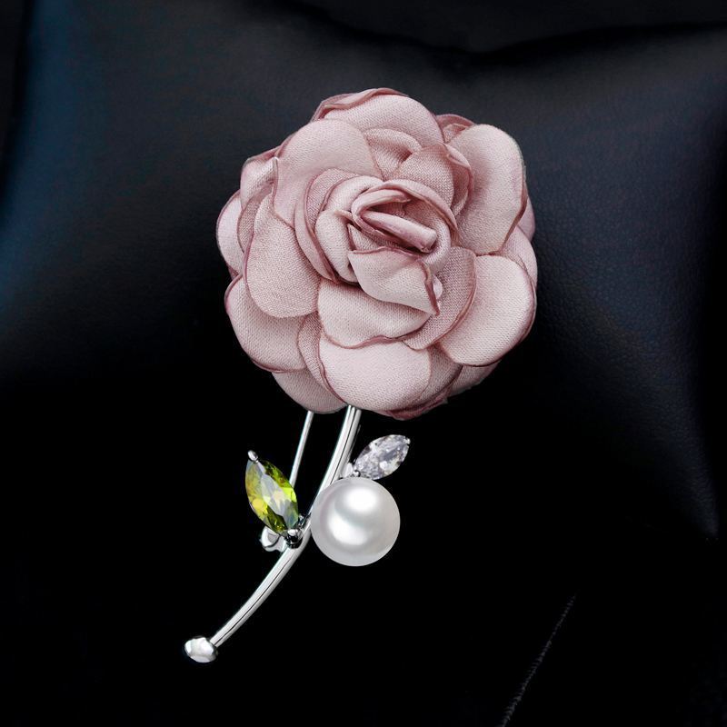 Broche Femme Corsage Costume Tissu Bleu Rose Pas Cher