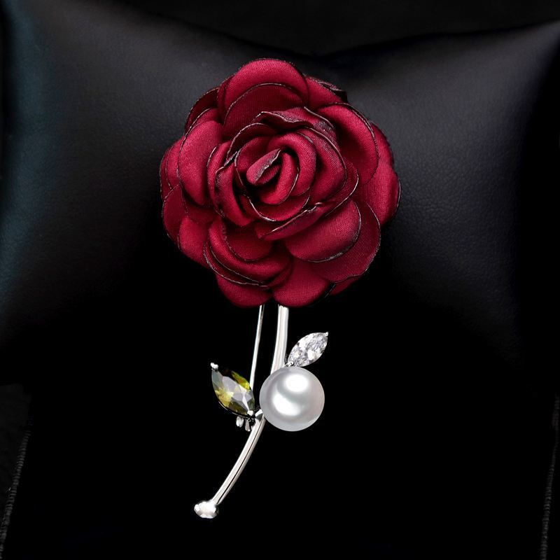 Broche Femme Corsage Costume Tissu Bleu Rose Pas Cher