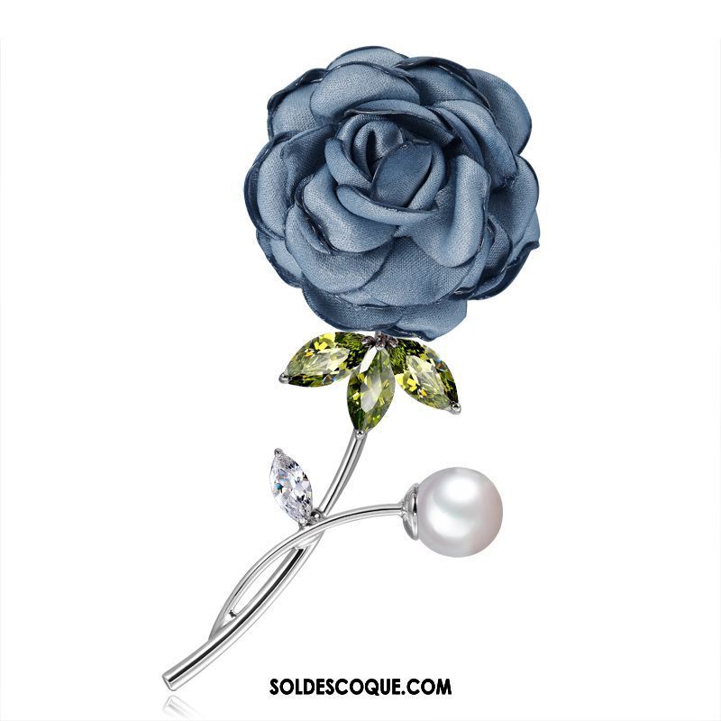 Broche Femme Corsage Costume Tissu Bleu Rose Pas Cher