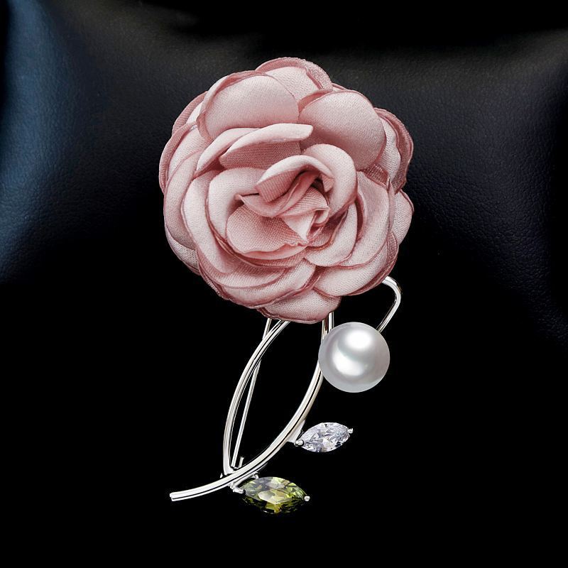 Broche Femme Corsage Costume Tissu Bleu Rose Pas Cher