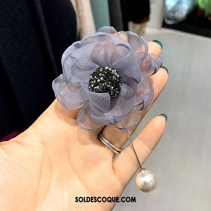 Broche Femme Fleur Gris Accessoires Longue Boucle En Ligne