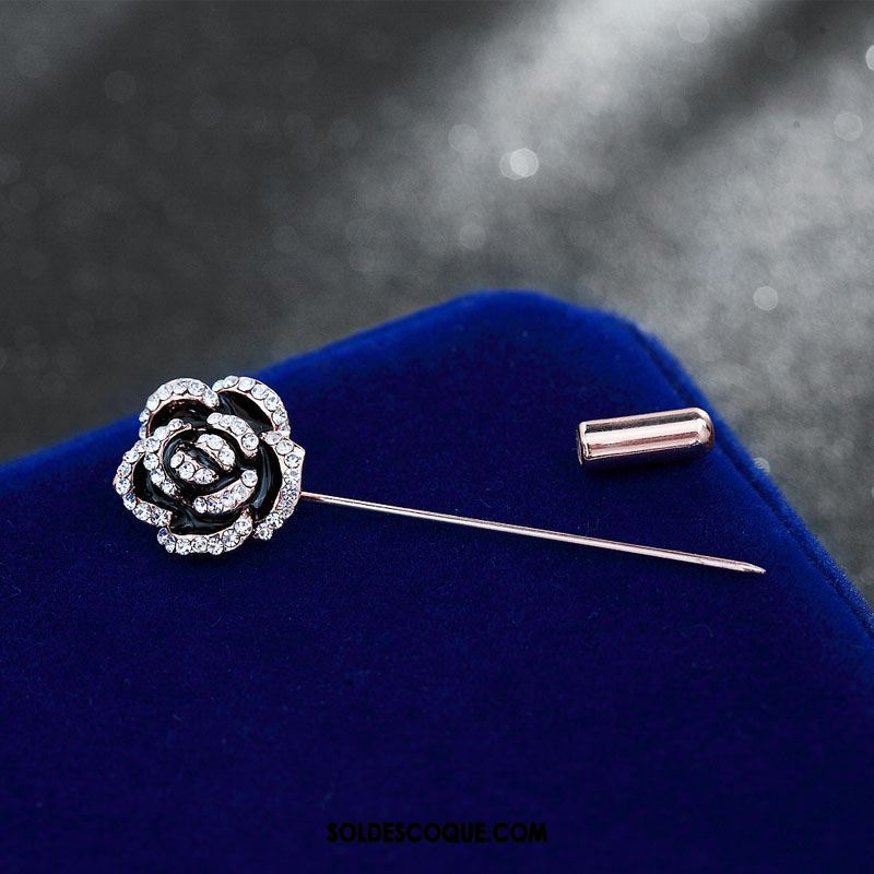 Broche Femme Rose Pierres De Strass Manteau Cardigan Haut Grade En Ligne