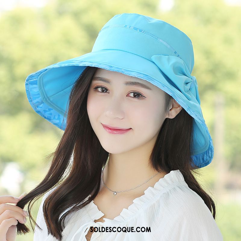 Casquette Chapeau Femme Bleu Tendance Plage Anti-uv Bord De Mer Pas Cher