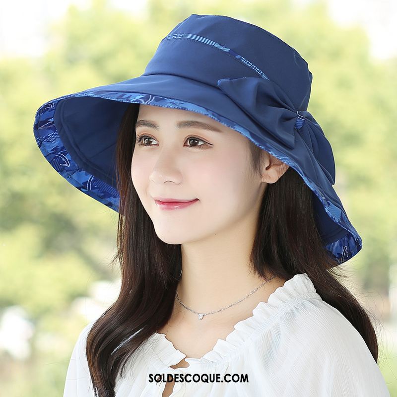 Casquette Chapeau Femme Bleu Tendance Plage Anti-uv Bord De Mer Pas Cher