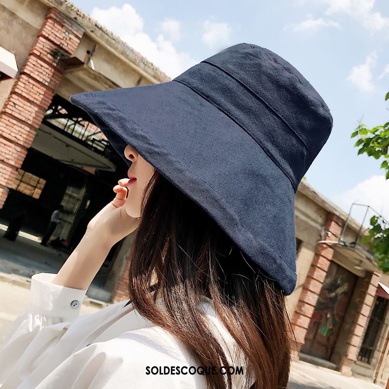 Casquette Chapeau Femme Bleu Été Gros Ombre All-match Pas Cher