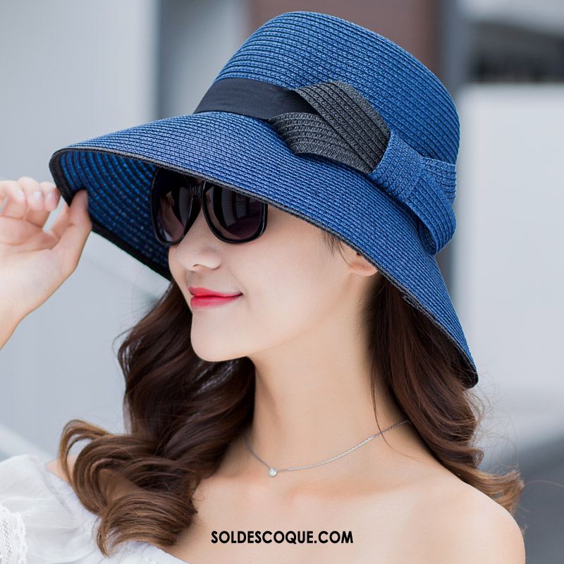 Casquette Chapeau Femme Chapeau De Paille Bord De Mer Marine Vacances Été Pas Cher