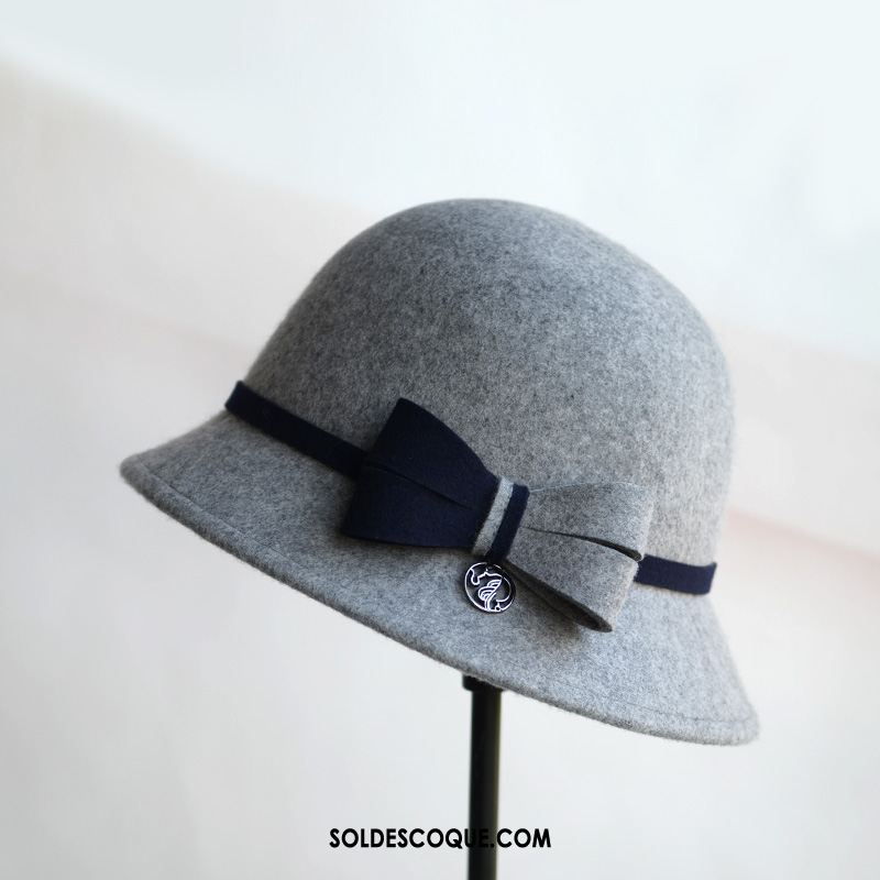 Casquette Chapeau Femme Chapeau De Pêcheur La Laine Pure Couleur Du Coup Noir Pas Cher