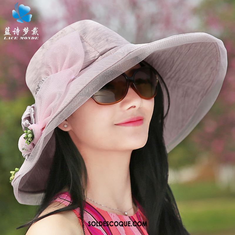 Casquette Chapeau Femme Chapeau De Soleil Plage Crème Solaire Été Bleu Pas Cher