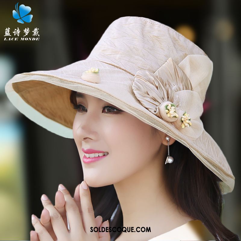 Casquette Chapeau Femme Chapeau De Soleil Plage Crème Solaire Été Bleu Pas Cher