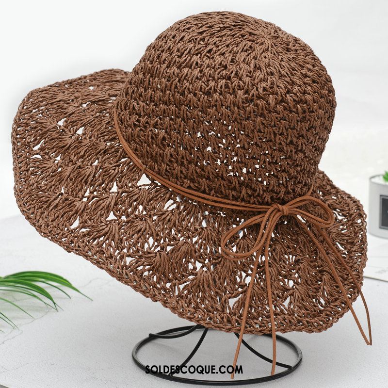 Casquette Chapeau Femme Crème Solaire Marron Plage Chapeau De Paille Été En Ligne