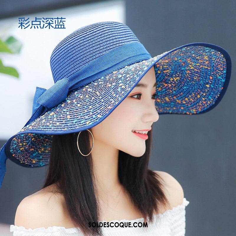 Casquette Chapeau Femme Crème Solaire Été All-match Plage Bleu Soldes