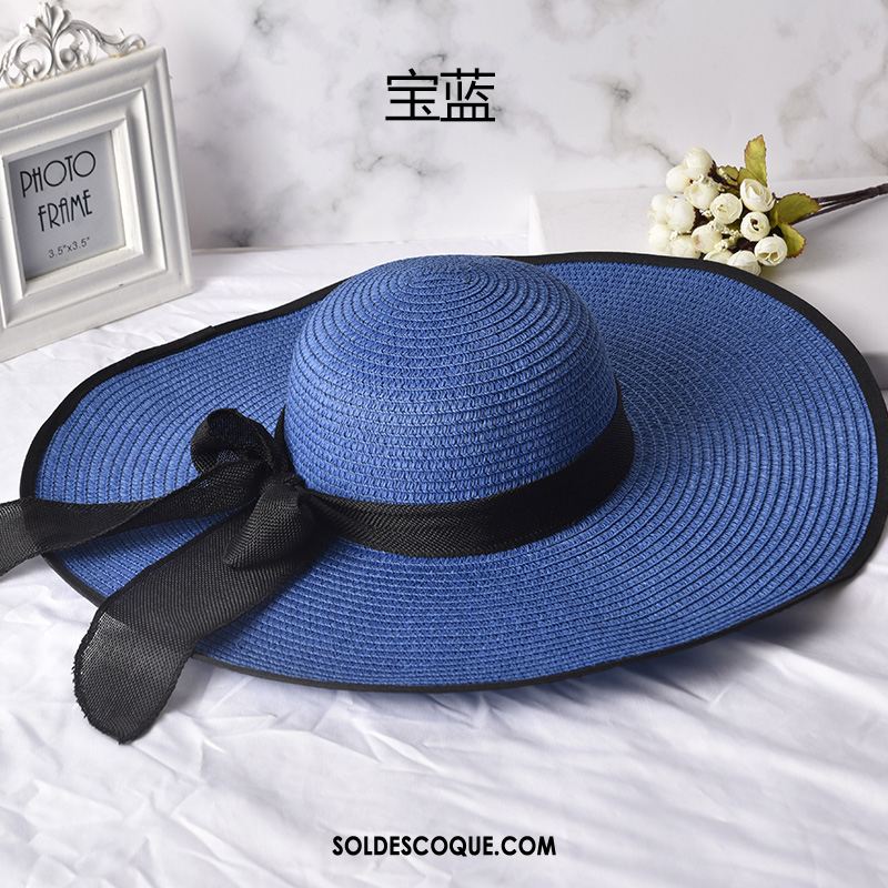 Casquette Chapeau Femme Crème Solaire Été All-match Plage Bleu Soldes