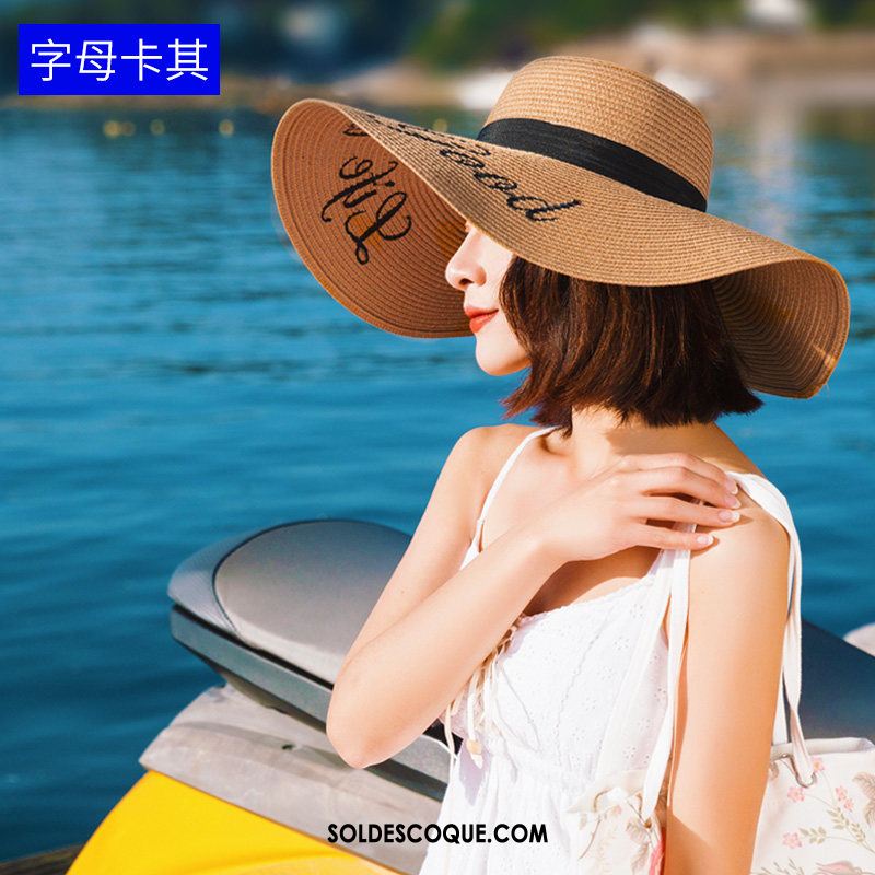 Casquette Chapeau Femme Crème Solaire Été All-match Plage Bleu Soldes