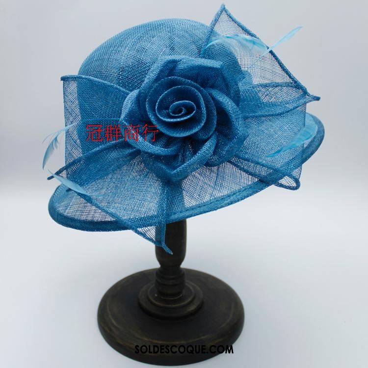 Casquette Chapeau Femme Lin Rose Banquet Ombre Chapeau Pas Cher