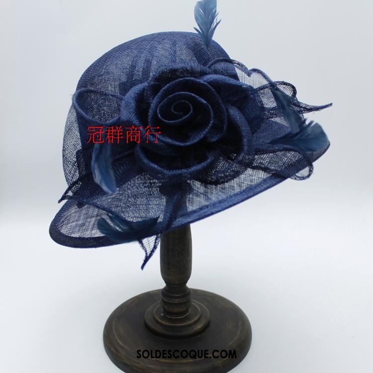 Casquette Chapeau Femme Lin Rose Banquet Ombre Chapeau Pas Cher