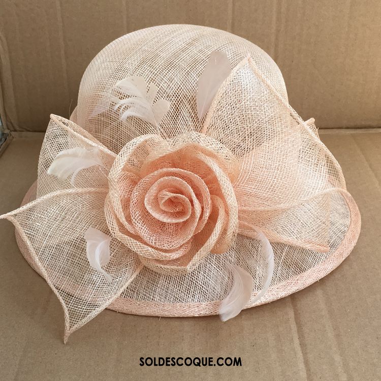 Casquette Chapeau Femme Lin Rose Banquet Ombre Chapeau Pas Cher