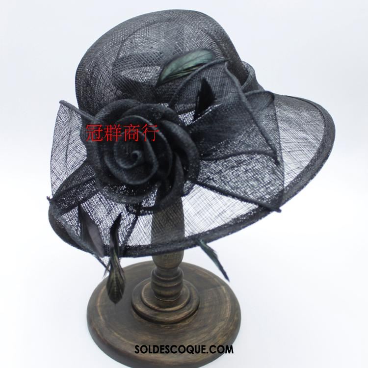 Casquette Chapeau Femme Lin Rose Banquet Ombre Chapeau Pas Cher