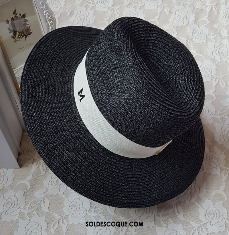 Casquette Chapeau Femme Petit Chapeau De Paille Blanc Été Noir Pas Cher