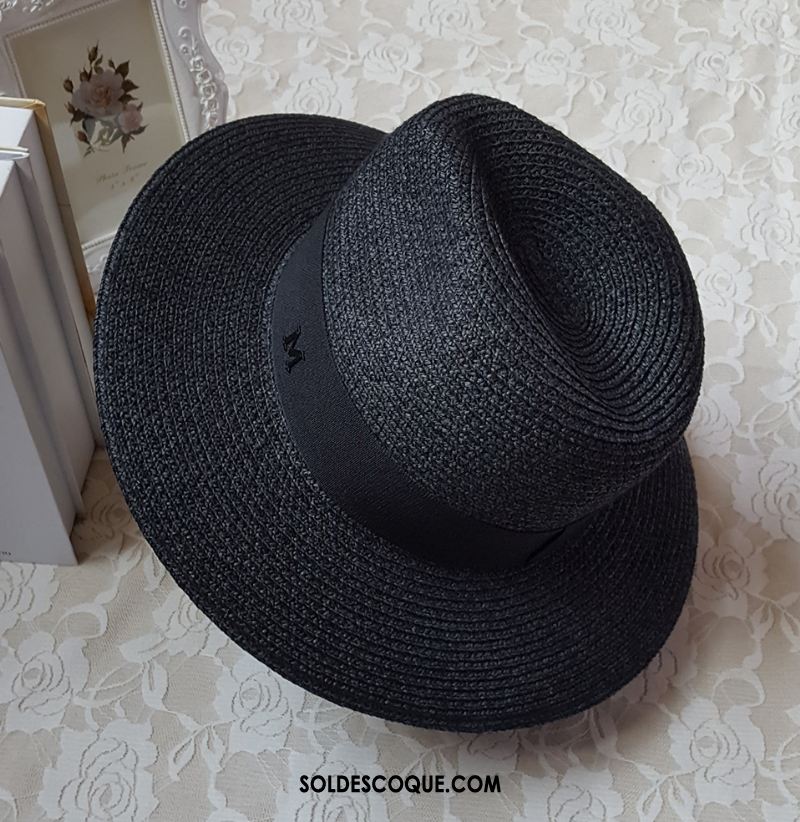 Casquette Chapeau Femme Petit Chapeau De Paille Blanc Été Noir Pas Cher