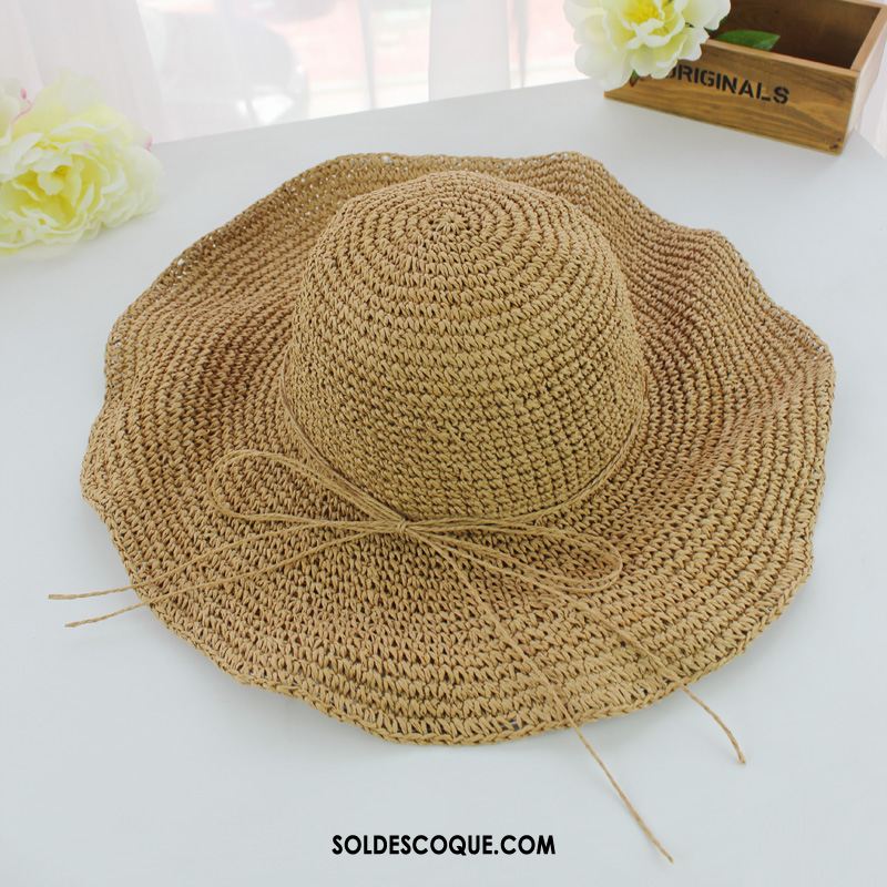 Casquette Chapeau Femme Plage Été Ombre Chapeau De Paille Crème Solaire Pas Cher