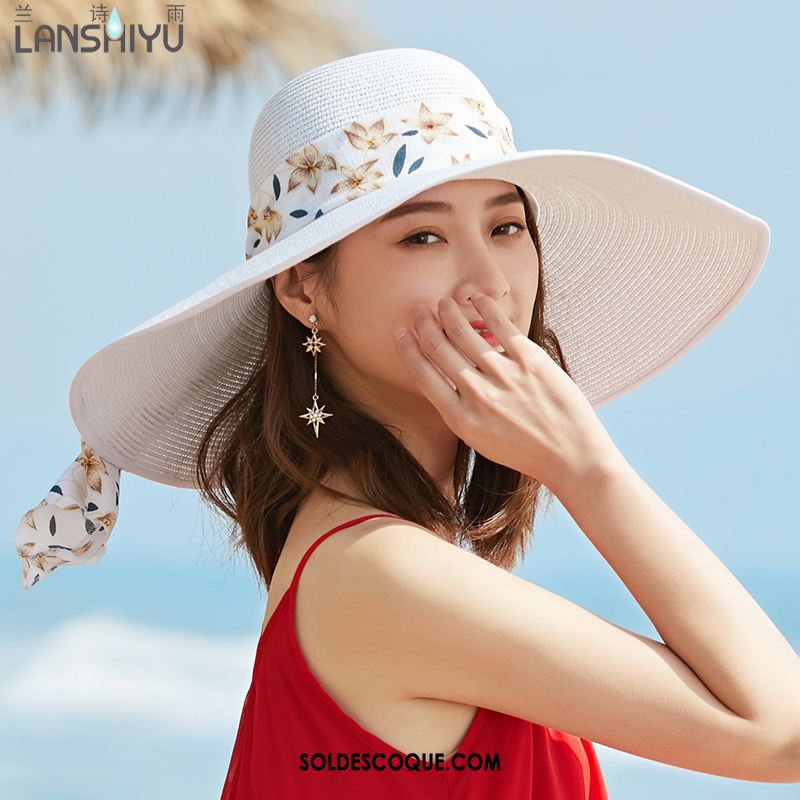 Casquette Chapeau Femme Vacances Ombre Crème Solaire Été Chapeau De Paille Pas Cher