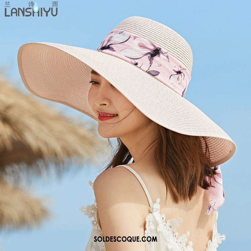 Casquette Chapeau Femme Vacances Ombre Crème Solaire Été Chapeau De Paille Pas Cher