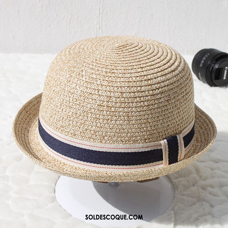 Casquette Chapeau Femme Été All-match Chapeau De Paille Plage Britanique Soldes