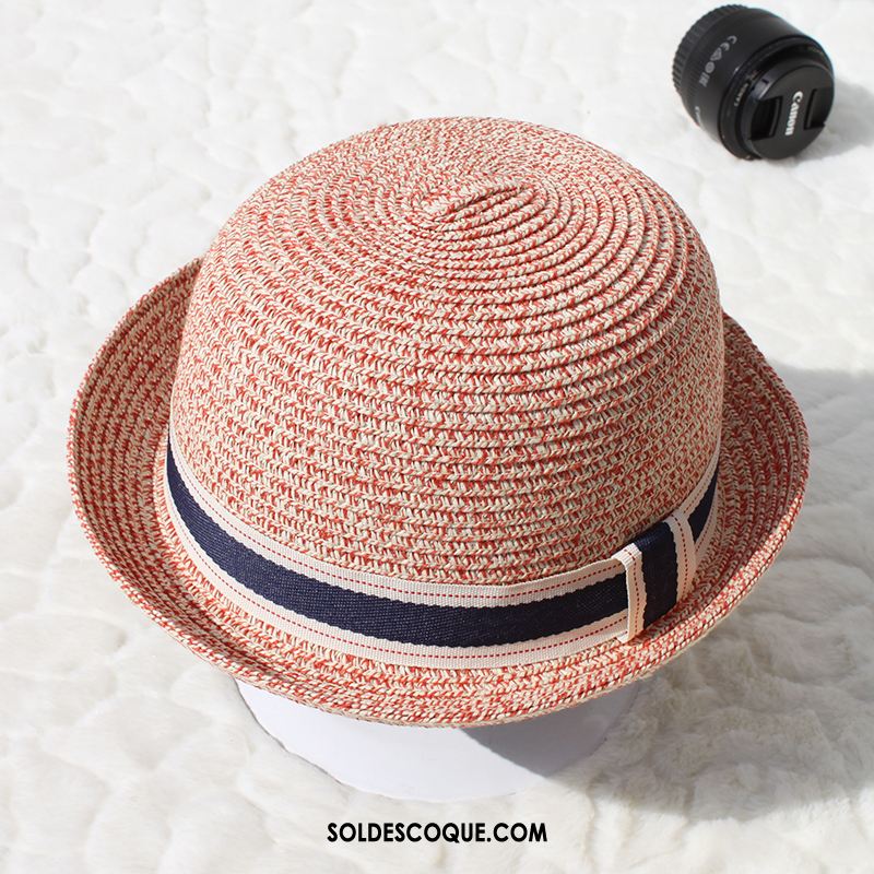 Casquette Chapeau Femme Été All-match Chapeau De Paille Plage Britanique Soldes