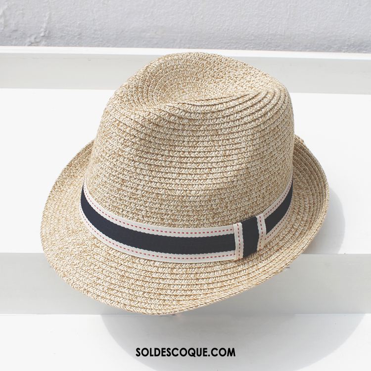 Casquette Chapeau Femme Été All-match Chapeau De Paille Plage Britanique Soldes