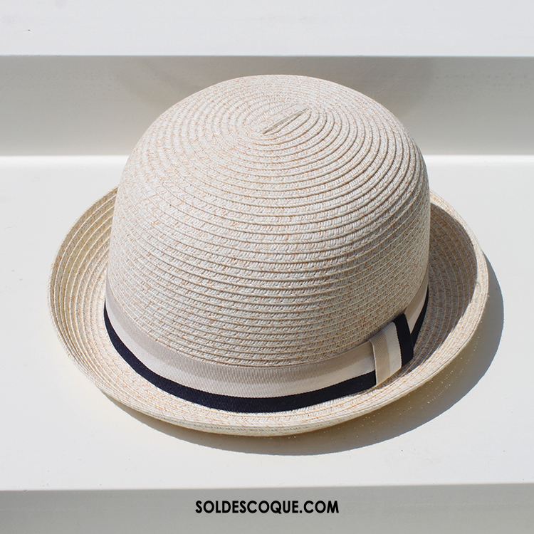 Casquette Chapeau Femme Été All-match Chapeau De Paille Plage Britanique Soldes