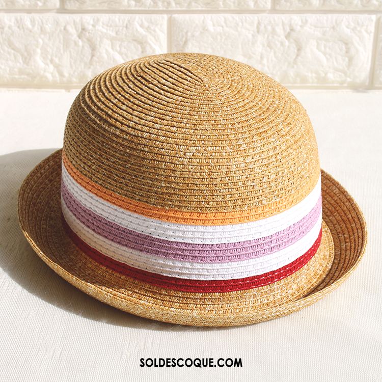 Casquette Chapeau Femme Été All-match Chapeau De Paille Plage Britanique Soldes