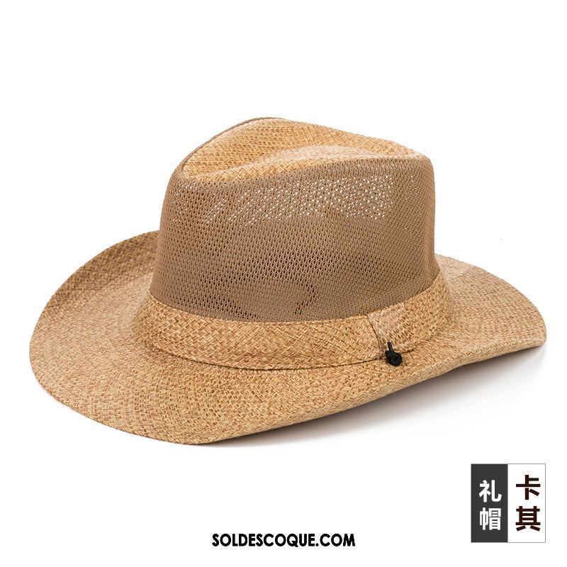 Casquette Chapeau Homme De Plein Air Chapeau De Paille Respirant Ombre Chapeau De Soleil Pas Cher