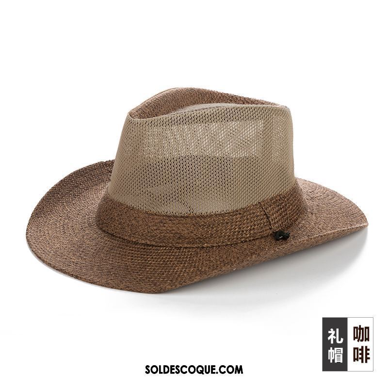 Casquette Chapeau Homme De Plein Air Chapeau De Paille Respirant Ombre Chapeau De Soleil Pas Cher