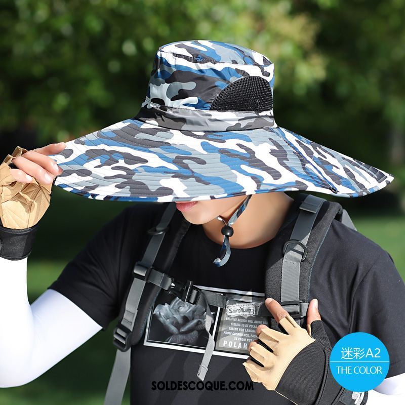 Casquette Chapeau Homme De Plein Air Chapeau De Pêcheur Été Gris Anti-uv Pas Cher